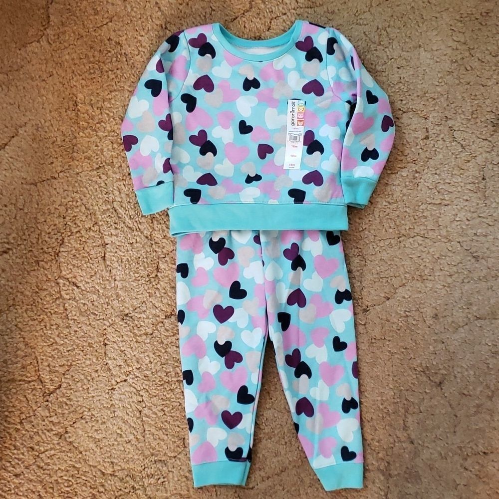 NWT Garanimals Heart Print Shirt Pants Outfit Sz 18 Mos